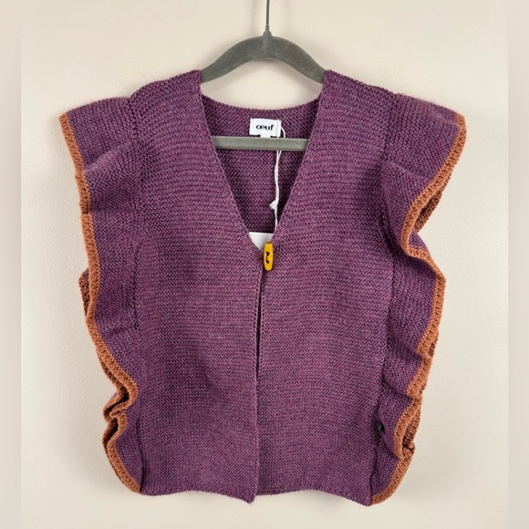 NWT Oeuf Mauve/Apricot Ruffle Vest - Picture 2 of 10
